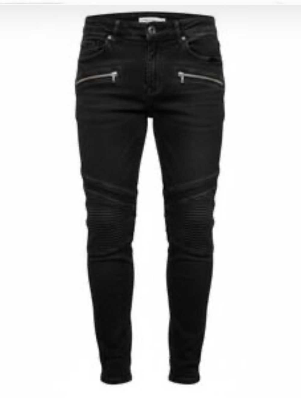 Zara Men's Black Skinny Moto-Style Jeans